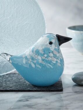 HQT-Blue and White Glass Bird Figurine